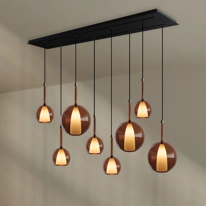 s.luce Belluna Esstisch-Pendelleuchte 8-flammig 160cm 2-reihig