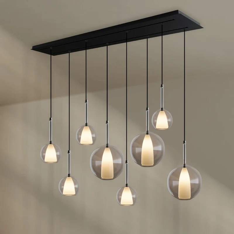 s.luce Belluna Esstisch-Pendelleuchte 8-flammig 160cm 2-reihig