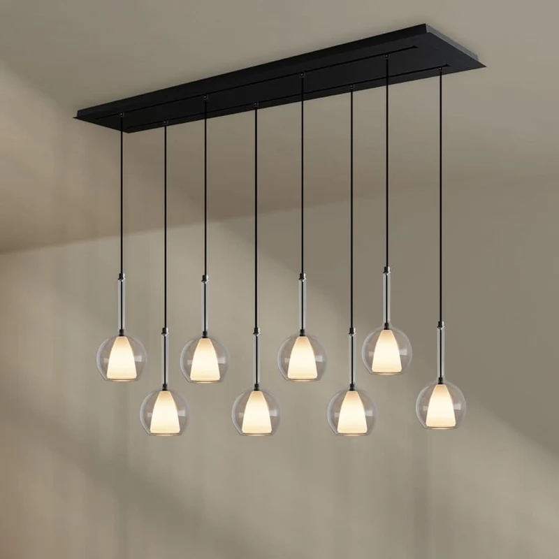 s.luce Belluna Esstisch-Pendelleuchte 8-flammig 160cm 2-reihig