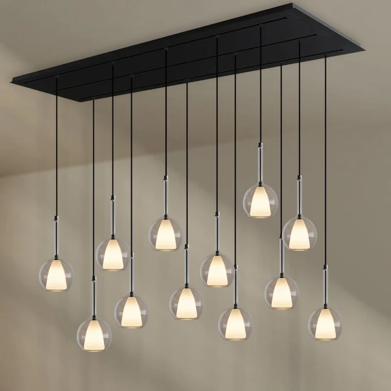 s.luce Belluna Esstischlampe 12-flammig 200cm 3-reihig