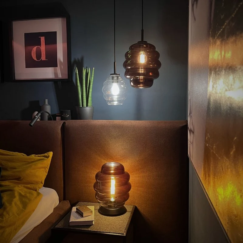 s.luce Echos Glas Tischleuchte E27 mit Schalter