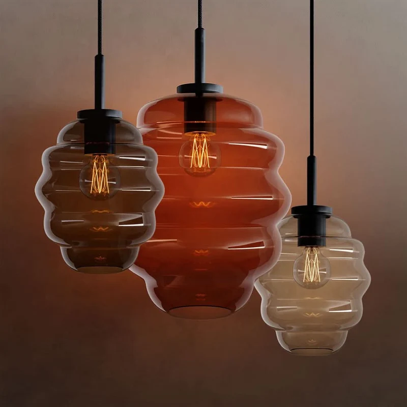 s.luce Echos Glas-Hängelampe Aufhängung 150cm Schwarz