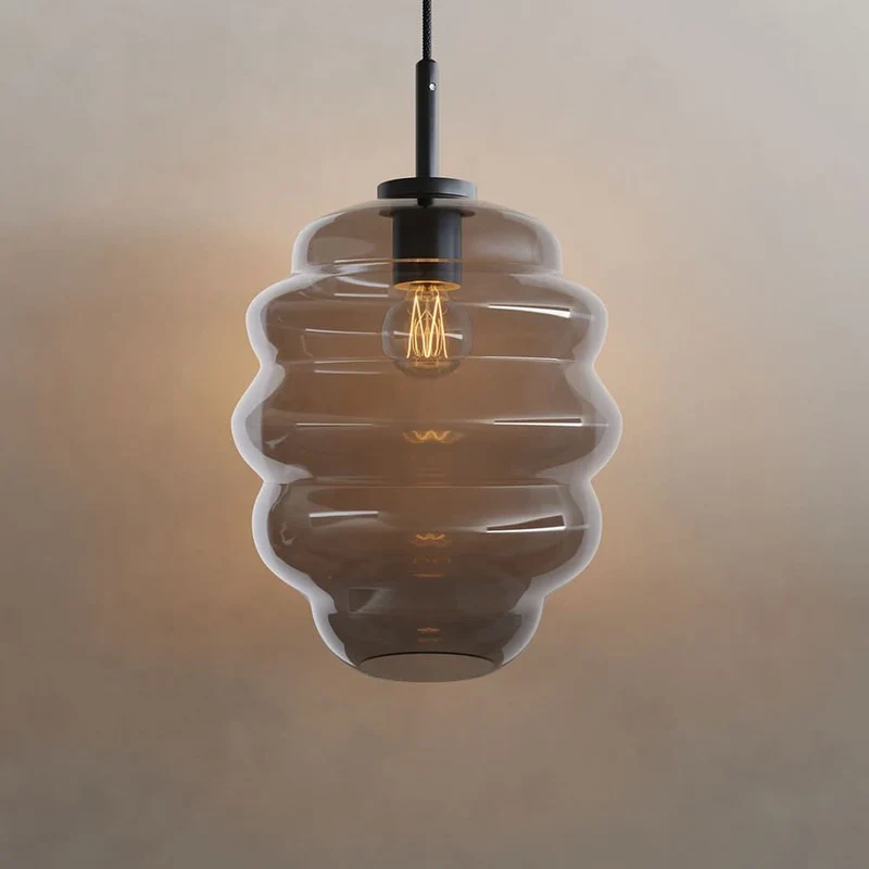 s.luce Echos Glas-Hängelampe Aufhängung 150cm Schwarz