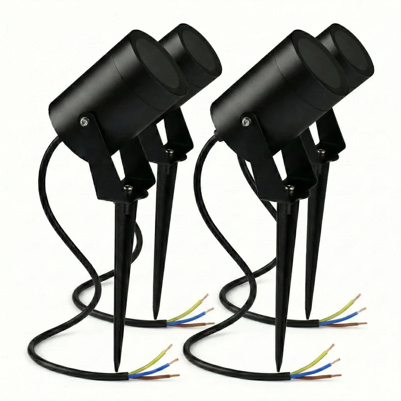 4-teiliger Spike-Scheinwerfer | Spike | GU10 | IP65 | Schwarz | Rund