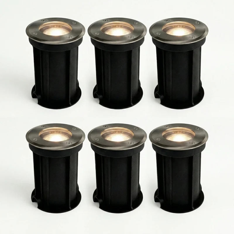 6-teilig | LED-Bodeneinbaustrahler GU10 rund | Rhodes | Edelstahl | IP66