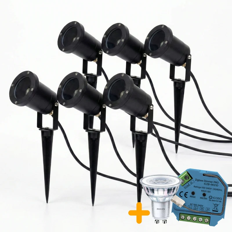 6 Stück | SMART Spike Spots / Gartenspot GU10 | Komplettset | Inkl. 3x PHILIPS Spots | HUE-kompatibel