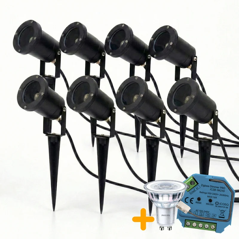 8 Stück | SMART Spike Spots / Gartenspot GU10 | Komplettset | Inkl. 8x PHILIPS Spots | HUE-kompatibel