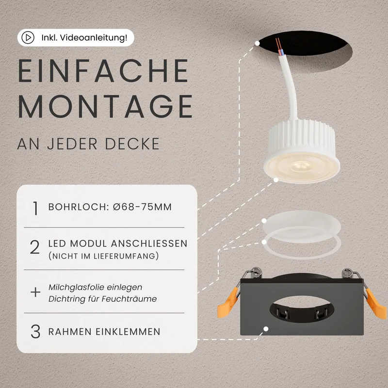 Einbaustrahler TEA, ohne Leuchtmittel - 3 Stück