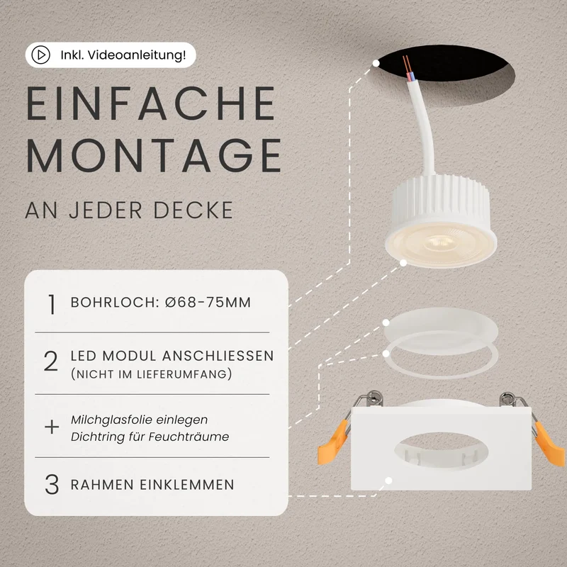 Einbaustrahler TEA, ohne Leuchtmittel - 3 Stück