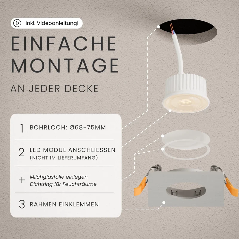 Einbaustrahler TEA, ohne Leuchtmittel - 3 Stück