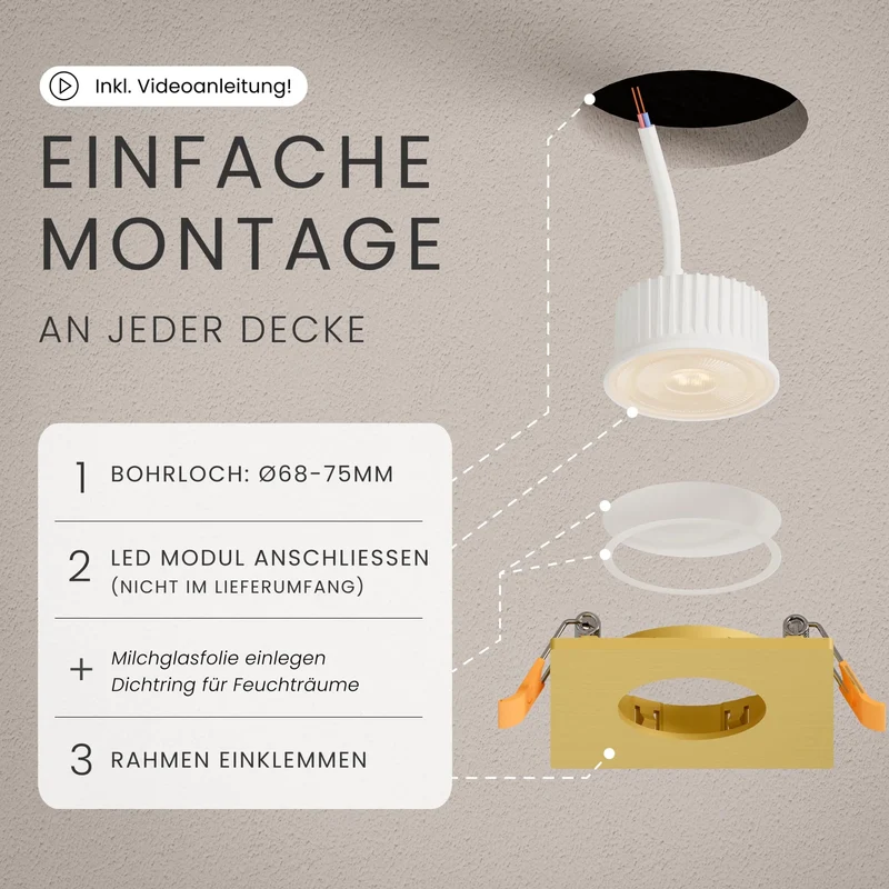 Einbaustrahler TEA, ohne Leuchtmittel - 3 Stück