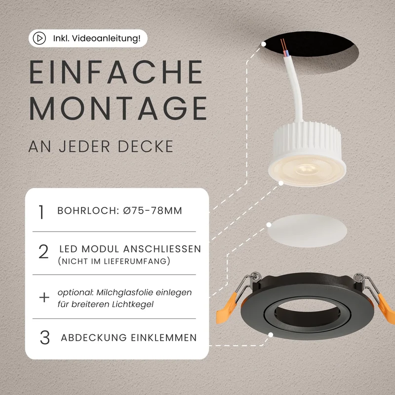 Einbaustrahler NUO, ohne Leuchtmittel - 3 Stück