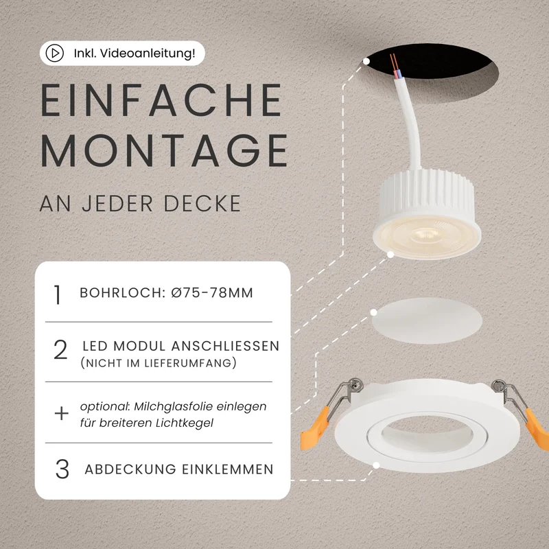 Einbaustrahler NUO, ohne Leuchtmittel - 3 Stück