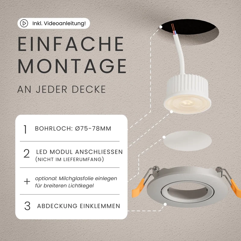 Einbaustrahler NUO, ohne Leuchtmittel - 3 Stück