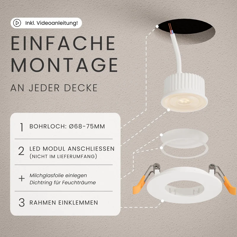 Einbaustrahler NUA, ohne Leuchtmittel - 3 Stück