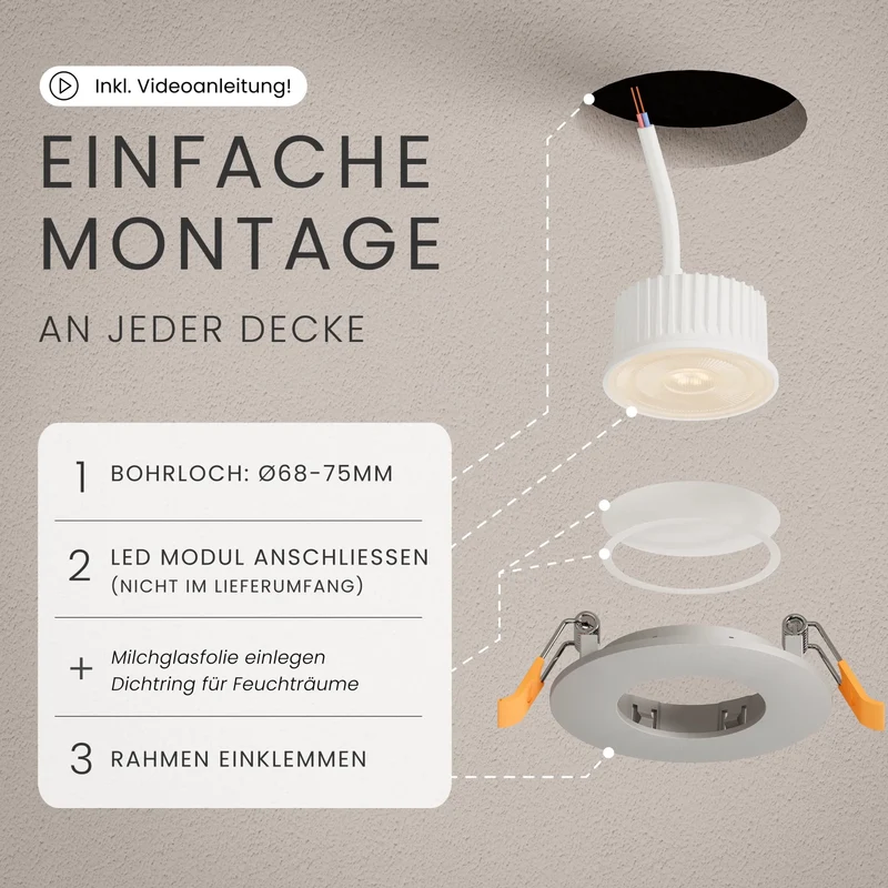 Einbaustrahler NUA, ohne Leuchtmittel - 3 Stück