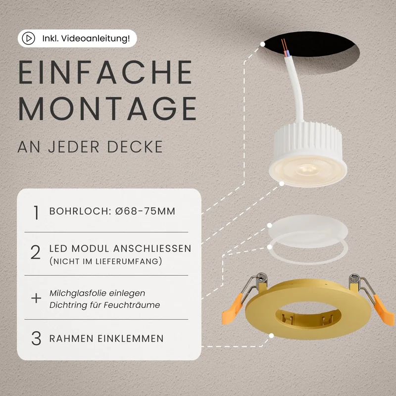 Einbaustrahler NUA, ohne Leuchtmittel - 3 Stück