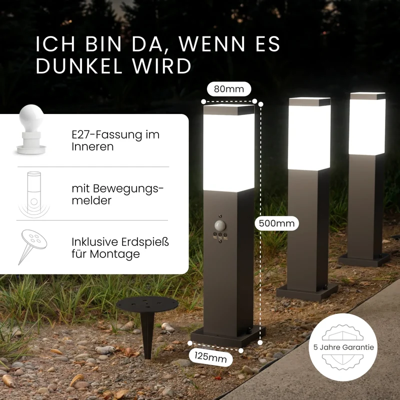 Wegeleuchte TAVO mit Sensor