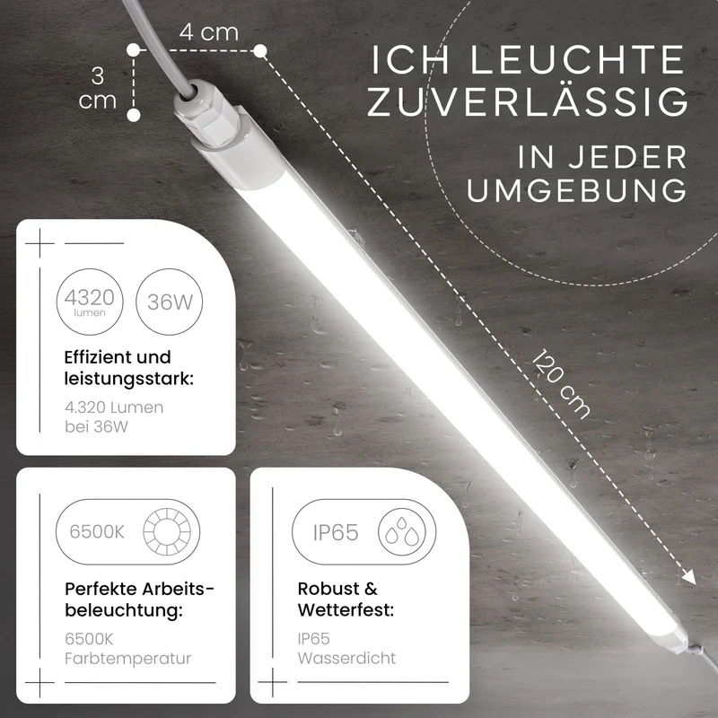 LED Feuchtraumleuchte SLIM, 120cm