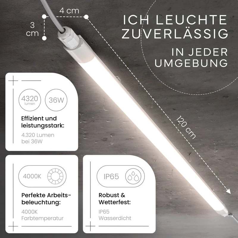 LED Feuchtraumleuchte SLIM, 120cm