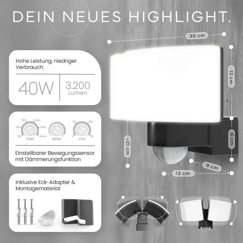 Wandleuchte LUMAX DUO mit Sensor