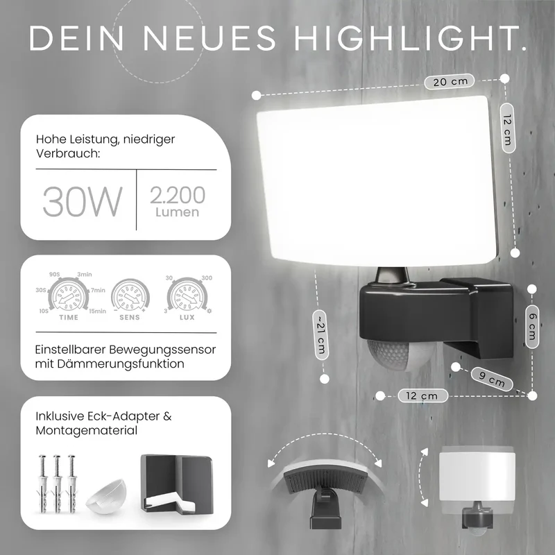 Wandleuchte LUMAX mit Sensor