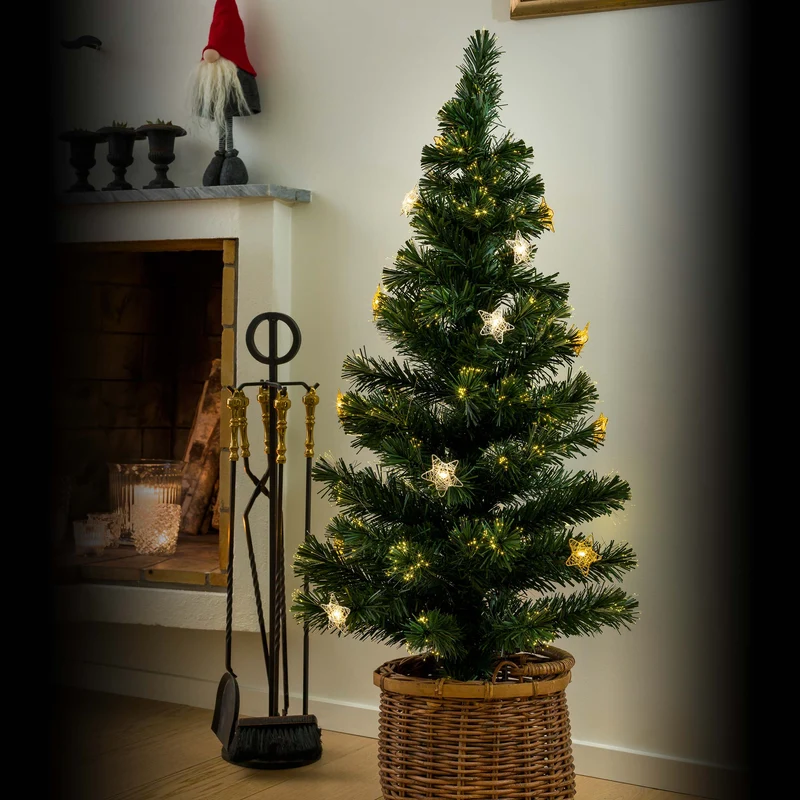 Konstsmide LED Fiberoptik Weihnachtsbaum, 12 warmweiße Dioden, 90cm