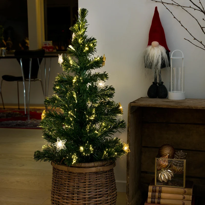Konstsmide LED Fiberoptik Weihnachtsbaum, 12 warmweiße Dioden, 90cm