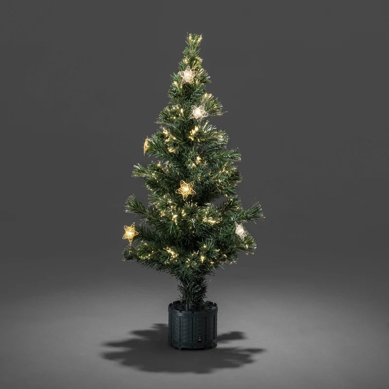 Konstsmide LED Fiberoptik Weihnachtsbaum, 12 warmweiße Dioden, 90cm