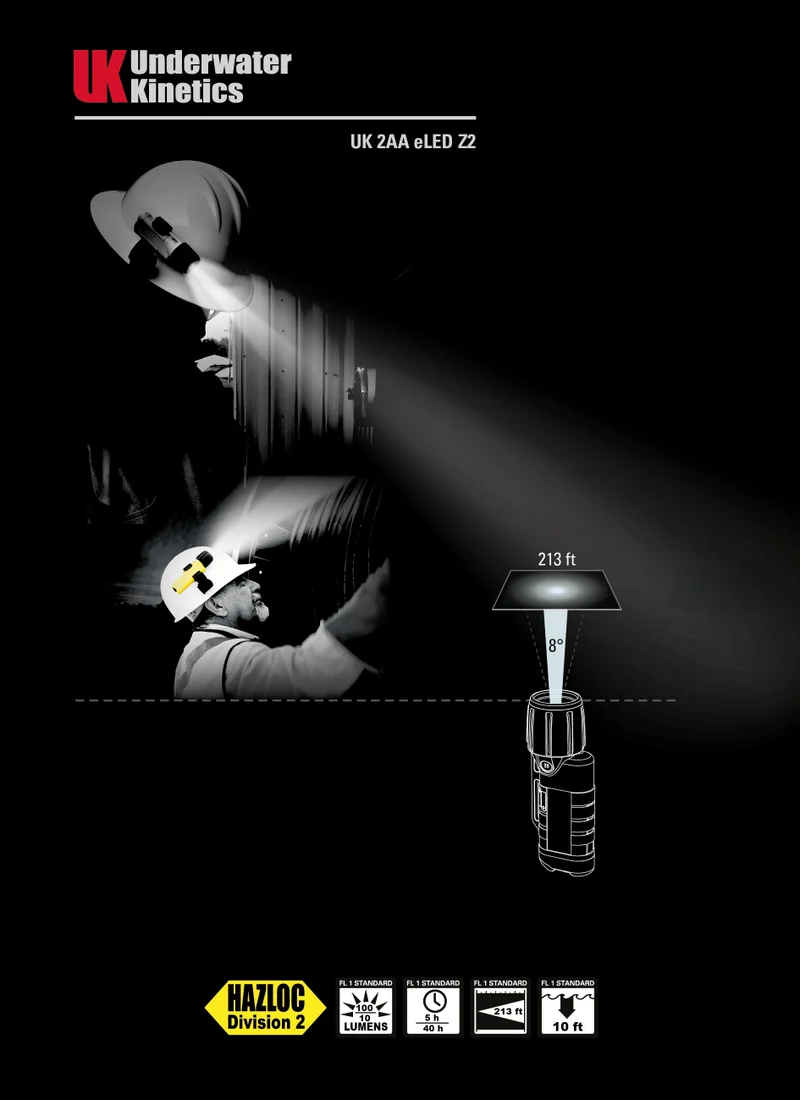 UK 2AA eLED Z2 mit Heckschalter - Sicherheitszertifizierte Taschenlampe