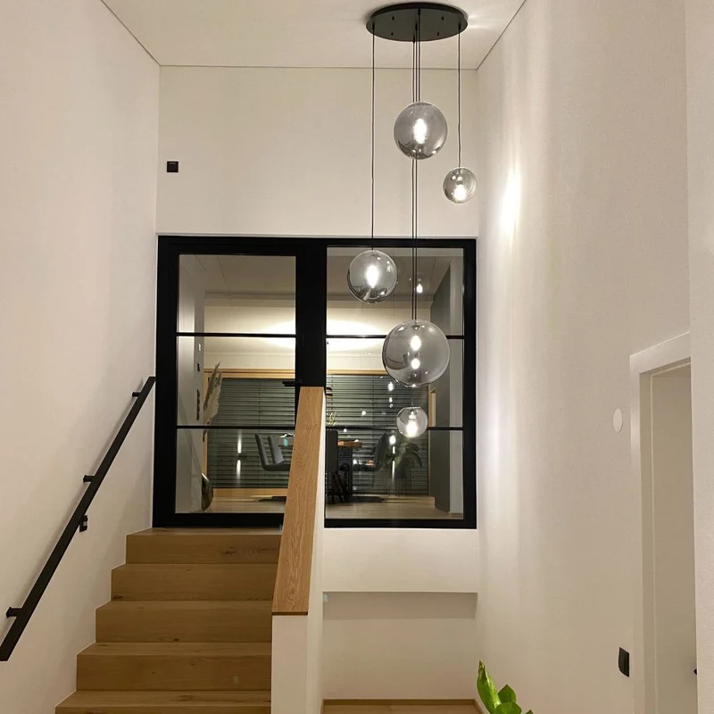 s.luce Orb Glaskugel Hängelampe 150cm Aufhängung Schwarz