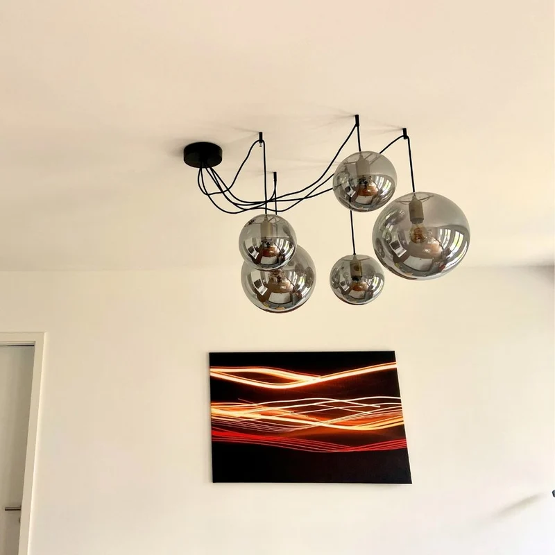 s.luce Orb Glaskugel Hängelampe 150cm Aufhängung Schwarz