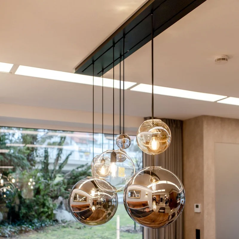 s.luce Orb Glaskugel Hängelampe 150cm Aufhängung Schwarz