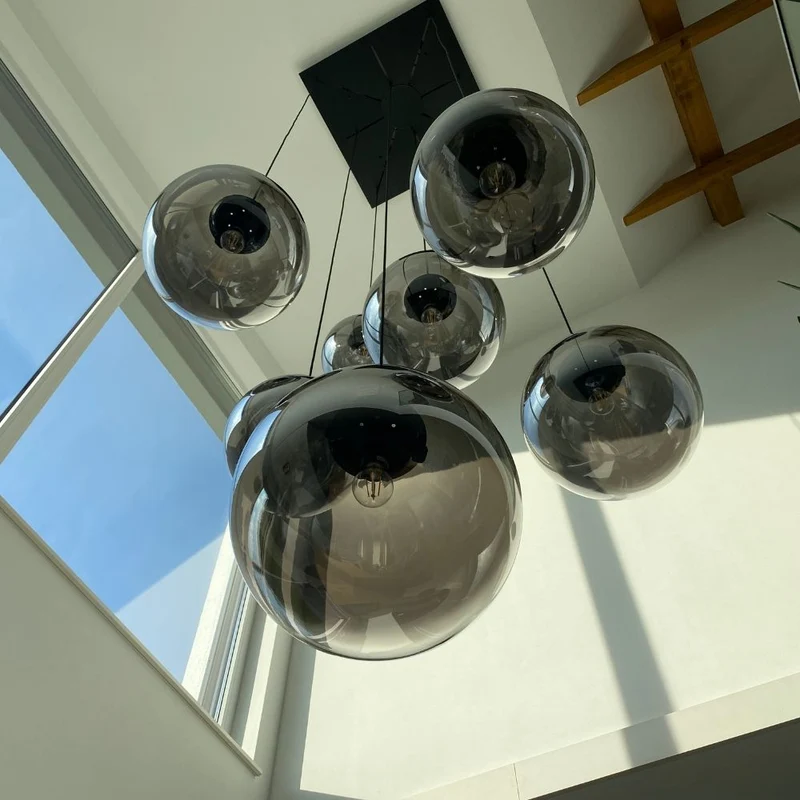 s.luce Orb Glaskugel Hängelampe 150cm Aufhängung Schwarz