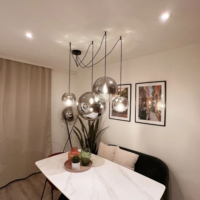 s.luce Orb Glaskugel Hängelampe 150cm Aufhängung Schwarz