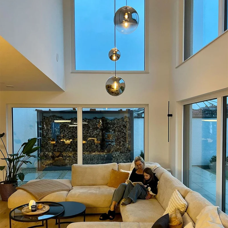 s.luce Orb Glaskugel Hängelampe 150cm Aufhängung Schwarz