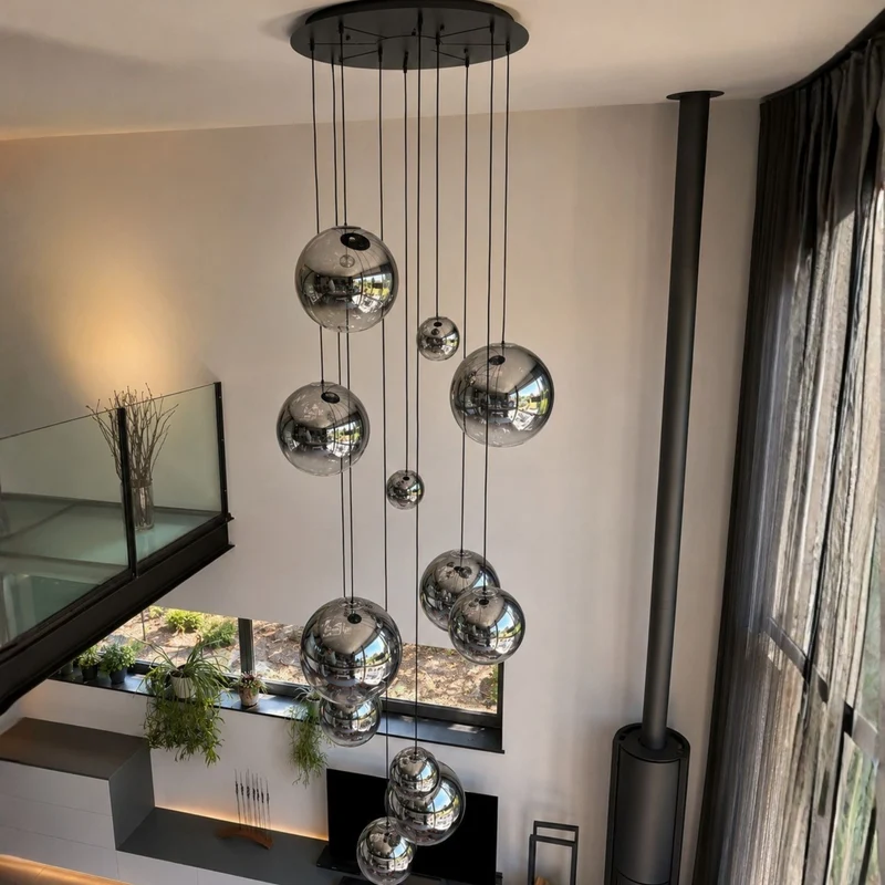 s.luce Orb Glaskugel Galerieleuchte 500cm Aufhängung Schwarz