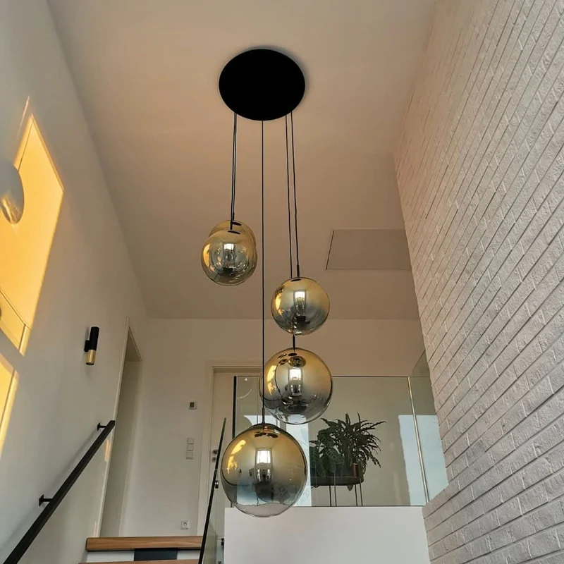 s.luce Orb Glaskugel Galerieleuchte 500cm Aufhängung Schwarz
