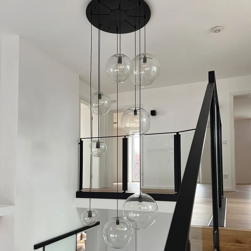 s.luce Orb Glaskugel Galerieleuchte 500cm Aufhängung Schwarz