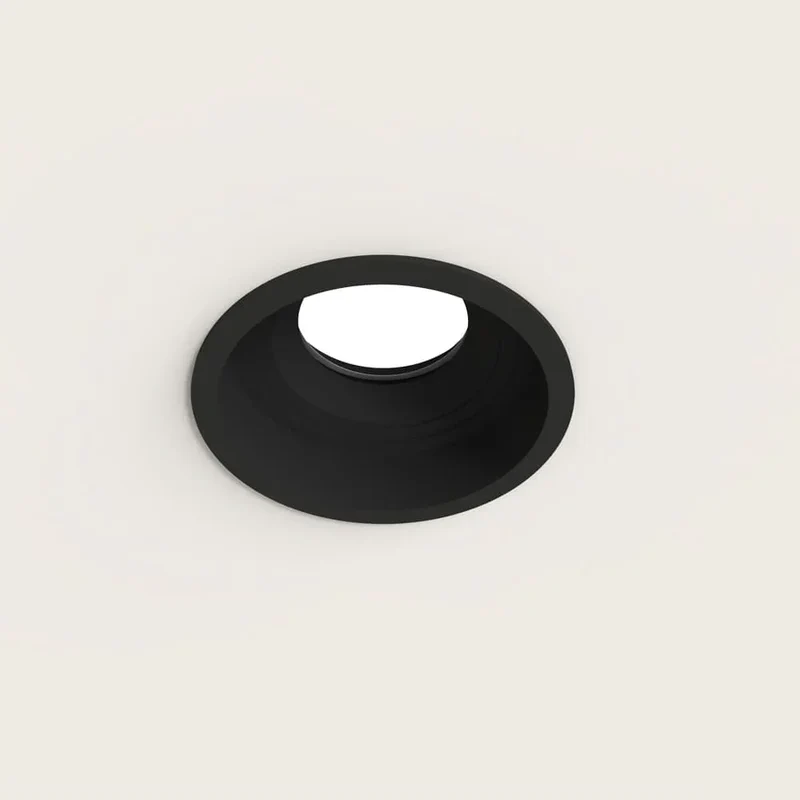 Black Anti-glare Ceiling Light Fitting | Recessed, Round, Rigid
