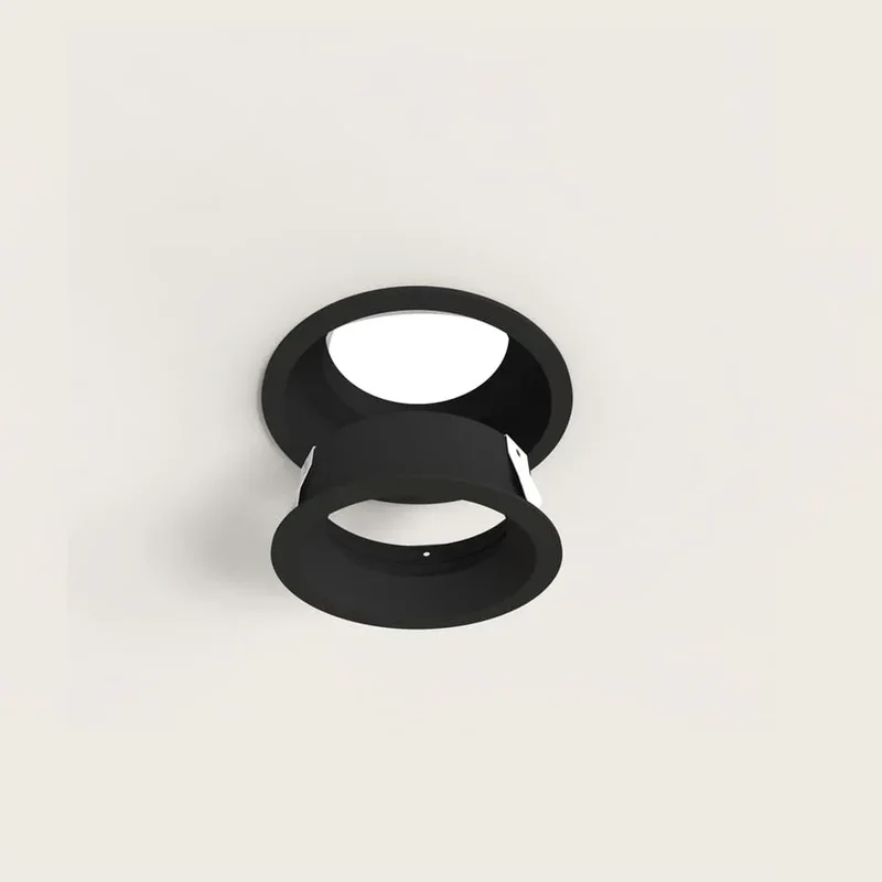 Black Anti-glare Ceiling Light Fitting | Recessed, Round, Rigid