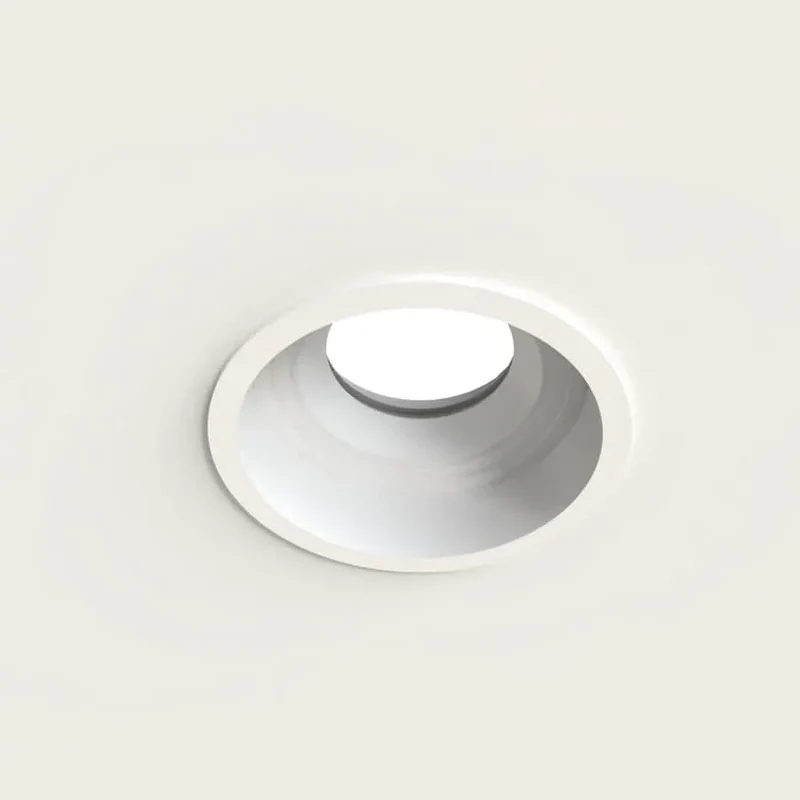 White Anti-glare Ceiling Light Fitting | Recessed, Round, Rigid
