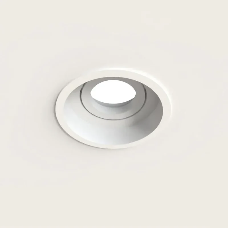 White Anti-glare Ceiling Light Fitting | Recessed, Round, Pivoted