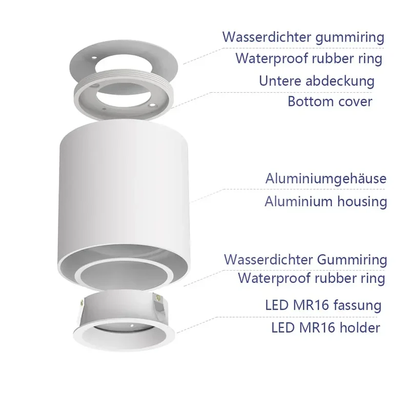 White Anti-glare Bathroom Ceiling Light Fitting | Surface Mounted, Round, Rigid