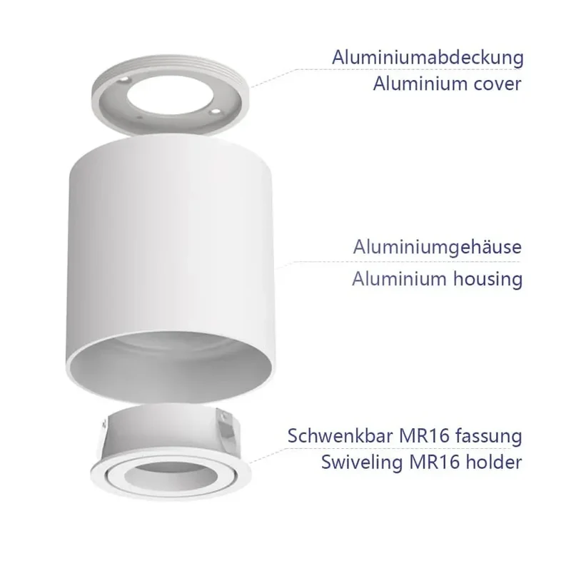 White Anti-glare Ceiling Light Fitting | Surface Mounted, Round, Rigid