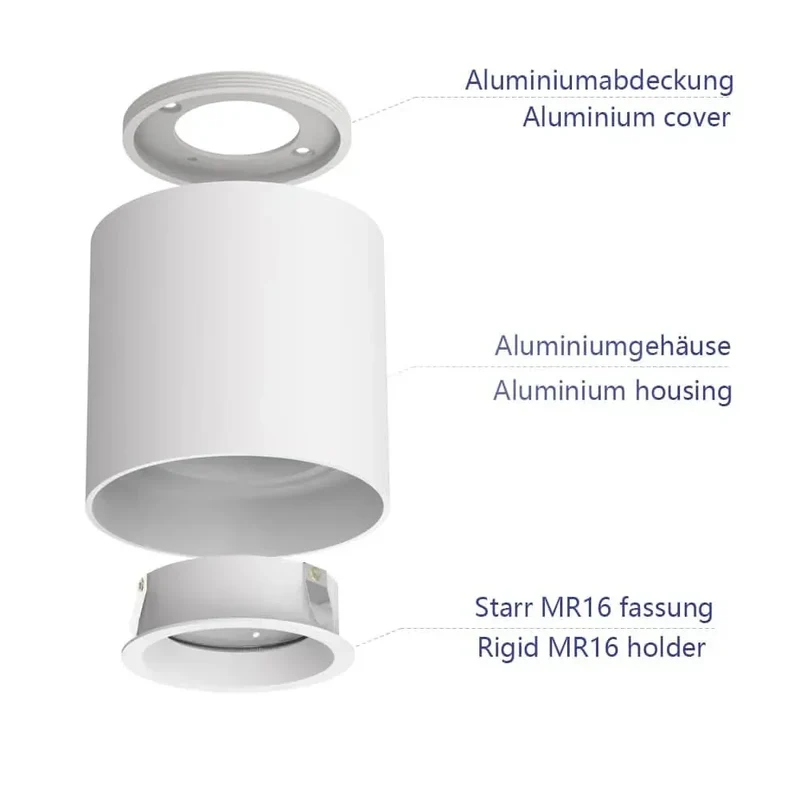 White Anti-glare Ceiling Light Fitting | Surface Mounted, Round, Pivoted