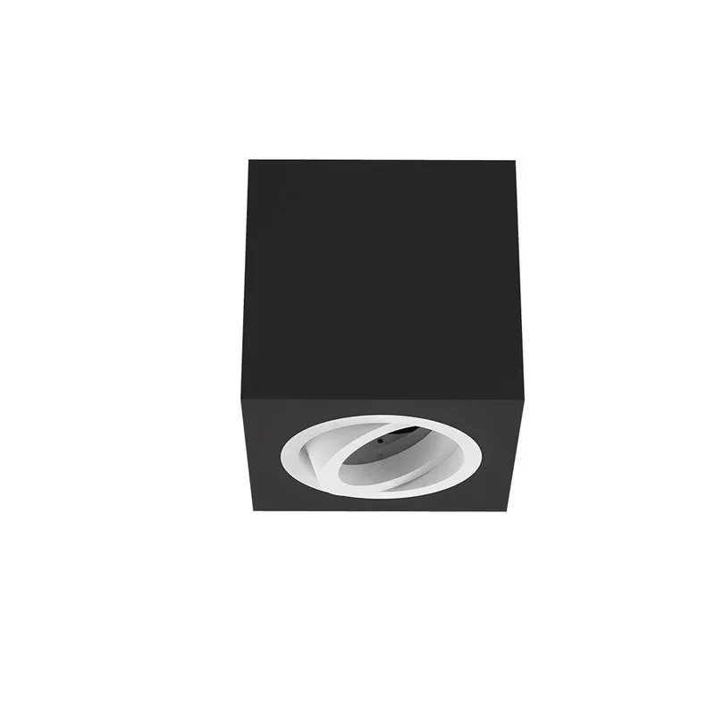 Black Ceiling Light Fitting, White Inner | Surface Mounted, Square, Pivoted