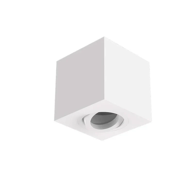White Ceiling Light Fitting | Surface Mounted, Square, Pivoted