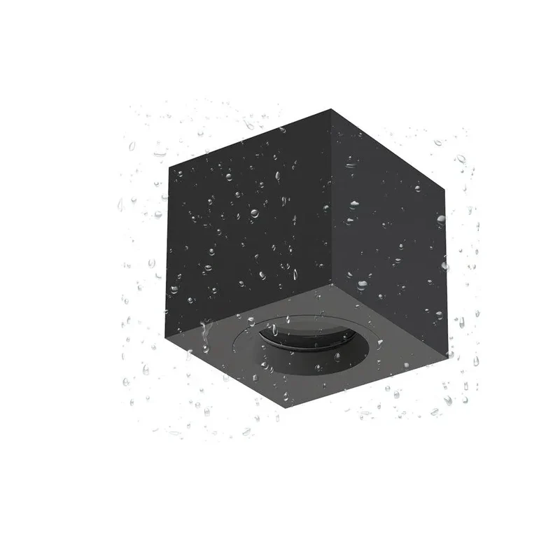 Black Bathroom Light Fitting Ceiling | Surface Mounted, Square, Rigid