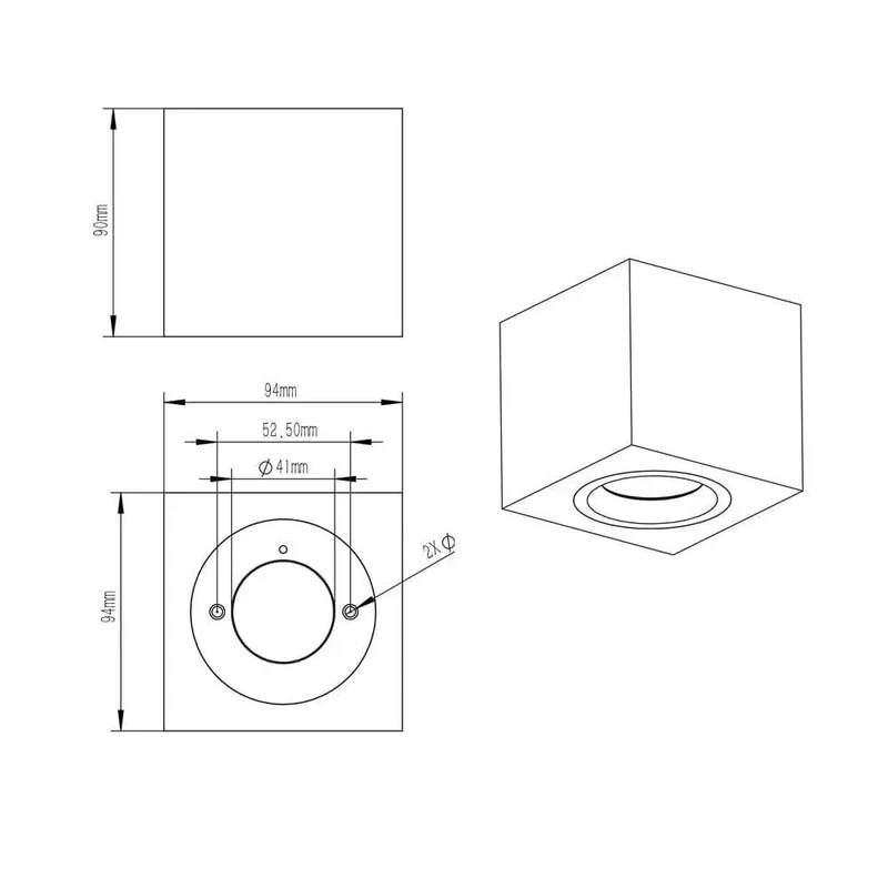 Black Bathroom Light Fitting Ceiling | Surface Mounted, Square, Rigid